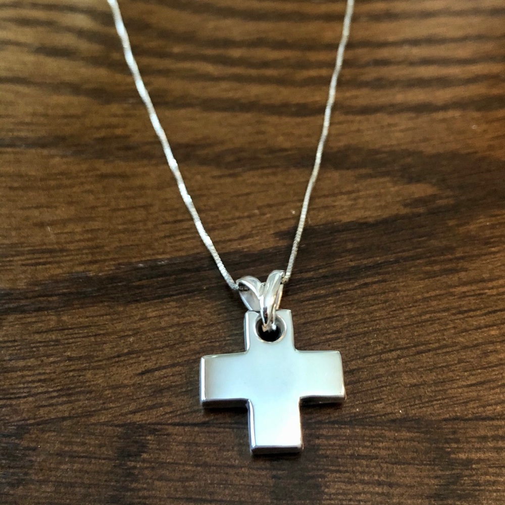 Italian white gold cross and chain